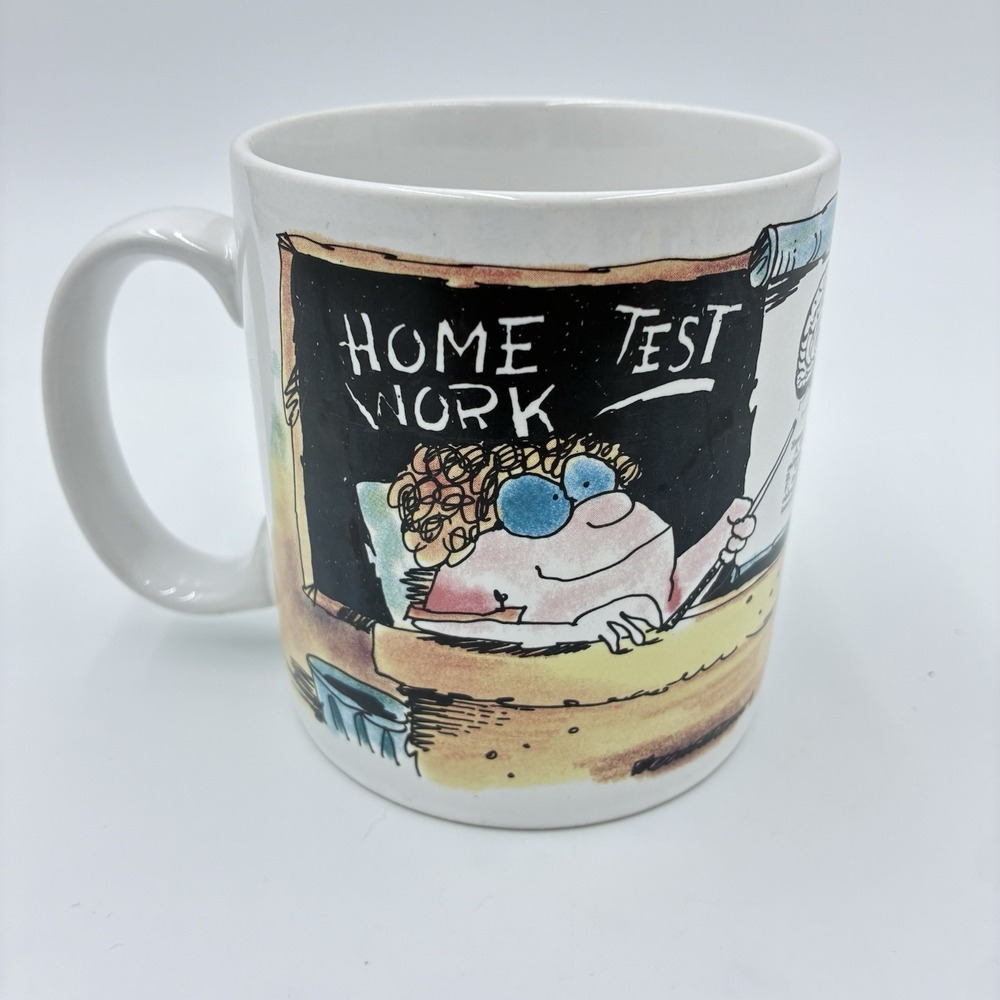 Vintage Russ Berrie Teacher Mug 1980s Humor Test Study 1st Day of School Gift